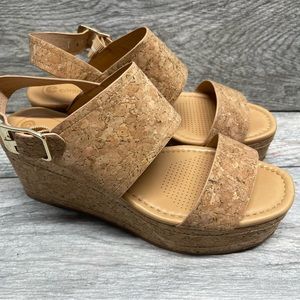 Corso Como Womens Sandals Size 7.5 M Brown Cork Fairen Wedge Slingback Platform